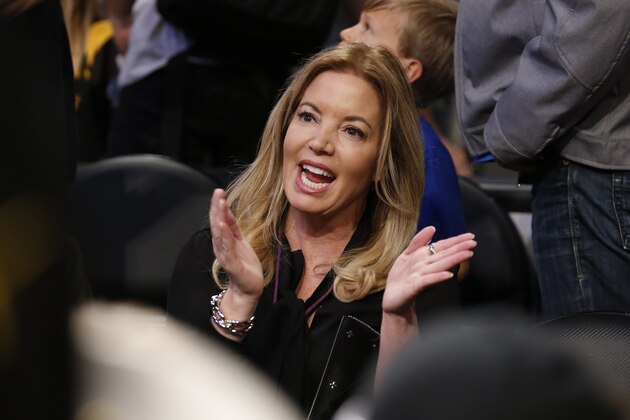 Los Angeles Lakers President & Governor Jeanie Buss, attends the NBA basketball game between the Los Angeles Lakers and Philadelphia 76ers, Sunday, March 12, 2017, in Los Angeles. The 76ers won 118-116. (AP Photo/Danny Moloshok) Los Angeles Lakers President & Governor Jeanie Buss, attends the NBA basketball game between the Los Angeles Lakers and Philadelphia 76ers, Sunday, March 12, 2017, in Los Angeles. The 76ers won 118-116. (AP Photo/Danny Moloshok)