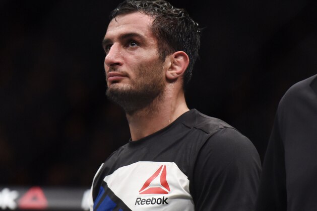 Feb 27, 2016; London, United Kingdom; Gegard Mousasi (red gloves) reacts after his fight against Thales Leites (blue gloves) during UFC Fight Night at O2 Arena. Mandatory Credit: Per Haljestam-USA TODAY Sports Feb 27, 2016; London, United Kingdom; Gegard Mousasi (red gloves) reacts after his fight against Thales Leites (blue gloves) during UFC Fight Night at O2 Arena. Mandatory Credit: Per Haljestam-USA TODAY Sports