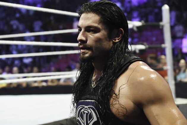 MIAMI, FL- SEPTEMBER 01: Roman Reigns looks on during the WWE Smackdown on September 1, 2015 at the American Airlines Arena in Miami, Florida.  (Photo by Ron ElkmanSports Imagery/Getty Images)
