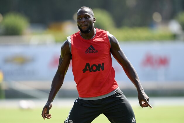 LOS ANGELES, CA - JULY 10: Strikers Romelu Lukaku of Manchester United during training for Tour 2017 at UCLA's Drake Stadium July 10, 2017, in Los Angeles, California. (Photo by Kevork Djansezian/Getty Images)