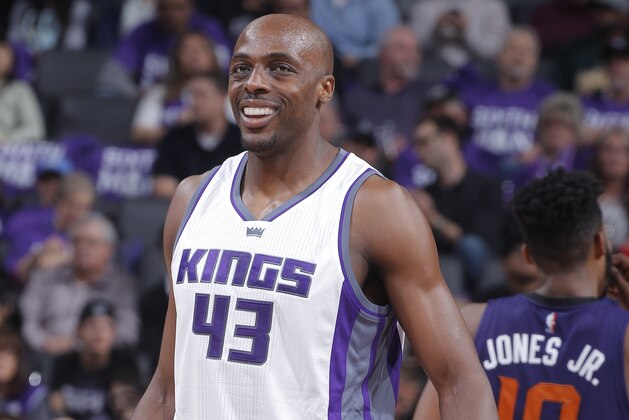 SACRAMENTO, CA - APRIL 11: Anthony Tolliver #43 of the Sacramento Kings looks on during the game against the Phoenix Suns on April 11, 2017 at Golden 1 Center in Sacramento, California. NOTE TO USER: User expressly acknowledges and agrees that, by downloading and or using this photograph, User is consenting to the terms and conditions of the Getty Images Agreement. Mandatory Copyright Notice: Copyright 2017 NBAE (Photo by Rocky Widner/NBAE via Getty Images)