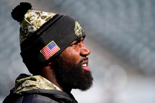 Nov 13, 2016; Philadelphia, PA, USA; Philadelphia Eagles strong safety Malcolm Jenkins (27) during pregame warmups before game against the Atlanta Falcons at Lincoln Financial Field. Mandatory Credit: Eric Hartline-USA TODAY Sports