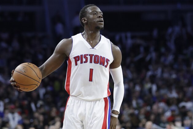Detroit Pistons guard Reggie Jackson brings the ball up court during the second half of an NBA basketball game against the Chicago Bulls, Monday, March 6, 2017, in Auburn Hills, Mich. (AP Photo/Carlos Osorio) Detroit Pistons guard Reggie Jackson brings the ball up court during the second half of an NBA basketball game against the Chicago Bulls, Monday, March 6, 2017, in Auburn Hills, Mich. (AP Photo/Carlos Osorio)