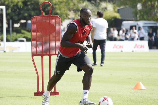 LOS ANGELES, CA - JULY 10: Strikers Romelu Lukaku of Manchester United during training for Tour 2017 at UCLA's Drake Stadium July 10, 2017, in Los Angeles, California. (Photo by Kevork Djansezian/Getty Images)