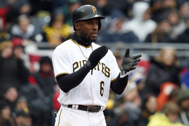 PITTSBURGH, PA - APRIL 07: Starling Marte #6 of the Pittsburgh Pirates scores on a RBI single in the third inning against the Atlanta Braves on Opening Day at PNC Park on April 7, 2017 in Pittsburgh, Pennsylvania. (Photo by Justin K. Aller/Getty Images) PITTSBURGH, PA - APRIL 07: Starling Marte #6 of the Pittsburgh Pirates scores on a RBI single in the third inning against the Atlanta Braves on Opening Day at PNC Park on April 7, 2017 in Pittsburgh, Pennsylvania. (Photo by Justin K. Aller/Getty Images)