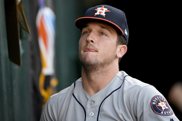 OAKLAND, CA - JUNE 21:  Alex Bregman #2 of the Houston Astros looks on prior to the start of the game against the Oakland Athletics at Oakland Alameda Coliseum on June 21, 2017 in Oakland, California.  (Photo by Thearon W. Henderson/Getty Images)