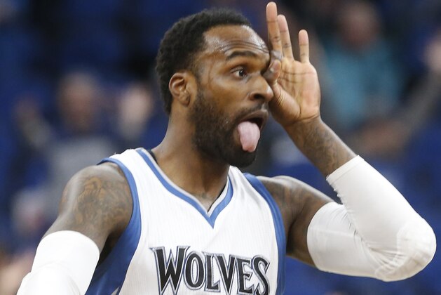 Minnesota Timberwolves' Shabazz Muhammad reacts after sinking a half-court three-point shot at the buzzer ending the third quarter during an NBA basketball game against the Orlando Magic, Monday, Jan. 30, 2017, in Minneapolis. The Timberwolves won 111-105 in overtime. (AP Photo/Jim Mone) Minnesota Timberwolves' Shabazz Muhammad reacts after sinking a half-court three-point shot at the buzzer ending the third quarter during an NBA basketball game against the Orlando Magic, Monday, Jan. 30, 2017, in Minneapolis. The Timberwolves won 111-105 in overtime. (AP Photo/Jim Mone)
