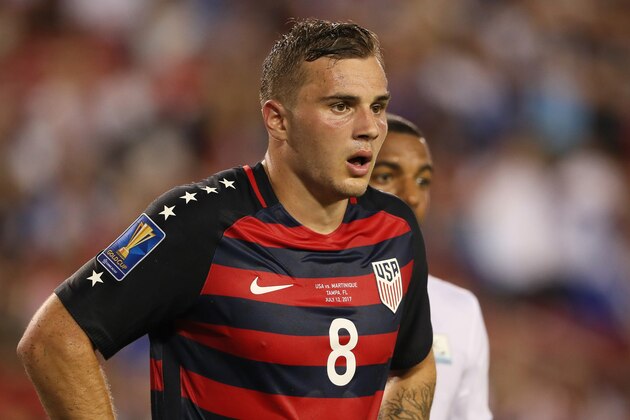 TAMPA, FL - JULY 12:  Jordan Morris of the United States looks on during the 2017 CONCACAF Gold Cup Group B match between the United States and Martinique at Raymond James Stadium on July 12, 2017 in Tampa, Florida.  (Photo by Matthew Ashton - AMA/Getty Images)
