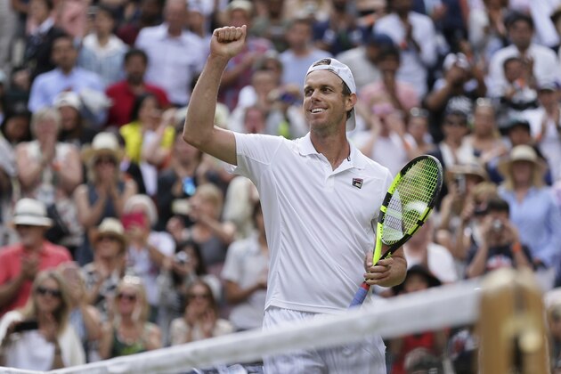 Sam Querrey of the United States celebrates after beating Britain's Andy Murray at the end of their Men's Singles Quarterfinal Match on day nine at the Wimbledon Tennis Championships in London Wednesday, July 12, 2017. (AP Photo/Tim Ireland) Sam Querrey of the United States celebrates after beating Britain's Andy Murray at the end of their Men's Singles Quarterfinal Match on day nine at the Wimbledon Tennis Championships in London Wednesday, July 12, 2017. (AP Photo/Tim Ireland)