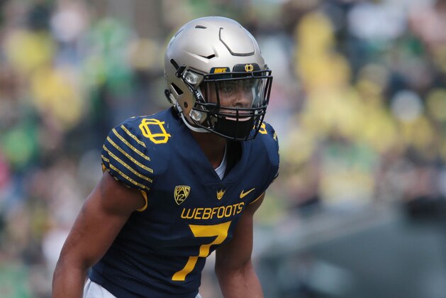 Apr 30, 2016; Eugene, OR, USA; Oregon Ducks wide receiver (7) Darren Carrington before a snap during the spring game Autzen Stadium. Mandatory Credit: Scott Olmos-USA TODAY Sports