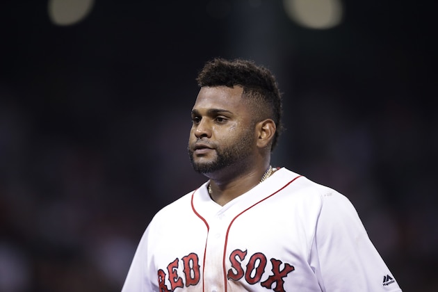 Boston Red Sox's Pablo Sandoval during the tenth inning of a baseball game at Fenway Park in Boston, Monday, June 12, 2017. (AP Photo/Charles Krupa)