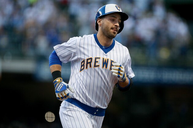 MILWAUKEE, WI - JULY 14:  Ryan Braun #8 of the Milwaukee Brewers rounds the bases after hitting a grand slam in the second inning against the Philadelphia Phillies at Miller Park on July 14, 2017 in Milwaukee, Wisconsin. (Photo by Dylan Buell/Getty Images)
