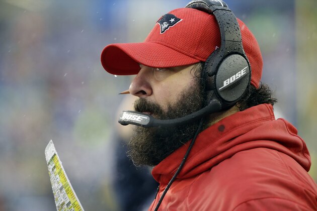New England Patriots defensive coordinator Matt Patricia watches from the sideline during the first half of an NFL football game against the New York Jets, Saturday, Dec. 24, 2016, in Foxborough, Mass. (AP Photo/Elise Amendola)