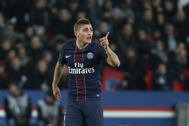 PSG's Marco Verratti gestures during the League One soccer match against Nice, at the Parc des Princes stadium, in Paris, France, Sunday, Dec. 11, 2016. (AP Photo/Thibault Camus)