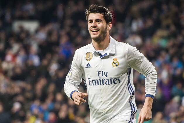 MADRID, SPAIN - JANUARY 29: Alvaro Morata of Real Madrid celebrates during their La Liga match between Real Madrid and Real Sociedad at the Santiago Bernabeu Stadium on 29 January 2017 in Madrid, Spain. (Photo by Power Sport Images/Getty Images) MADRID, SPAIN - JANUARY 29: Alvaro Morata of Real Madrid celebrates during their La Liga match between Real Madrid and Real Sociedad at the Santiago Bernabeu Stadium on 29 January 2017 in Madrid, Spain. (Photo by Power Sport Images/Getty Images)