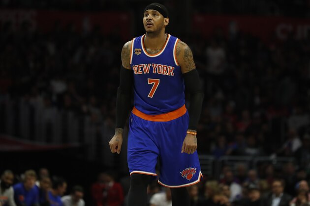 New York Knicks forward Carmelo Anthony during the second half of the team's NBA basketball game against the Los Angeles Clippers, Monday, March 20, 2017, in Los Angeles. (AP Photo/Ryan Kang) New York Knicks forward Carmelo Anthony during the second half of the team's NBA basketball game against the Los Angeles Clippers, Monday, March 20, 2017, in Los Angeles. (AP Photo/Ryan Kang)