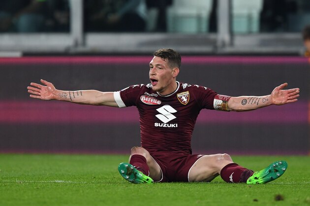 TURIN, ITALY - MAY 06:  Andrea Belotti of FC Torino reacts during the Serie A match between Juventus FC and FC Torino at Juventus Stadium on May 6, 2017 in Turin, Italy.  (Photo by Valerio Pennicino/Getty Images)
