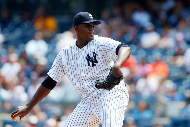 NEW YORK, NY - JULY 05:  Michael Pineda #35 of the New York Yankees in action against the Toronto Blue Jays at Yankee Stadium on July 5, 2017 in the Bronx borough of New York City. The Blue Jays defeated the Yankees 7-6.  (Photo by Jim McIsaac/Getty Images)