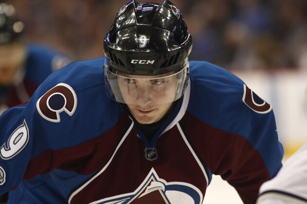 Colorado Avalanche center Matt Duchene (9) in the third period of an NHL hockey game Saturday, Feb. 25, 2017, in Denver. The Avalanche won 5-3. (AP Photo/David Zalubowski)