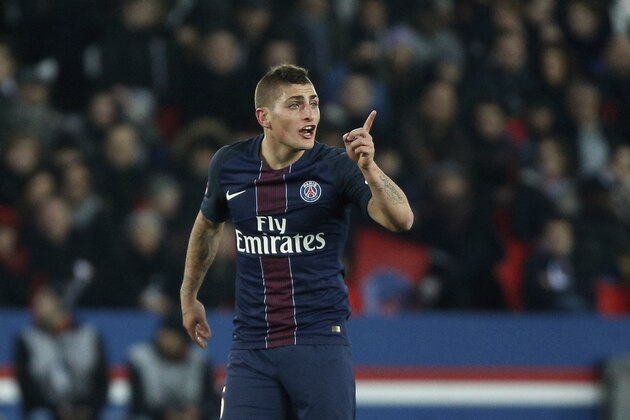 PSG's Marco Verratti gestures during the League One soccer match against Nice, at the Parc des Princes stadium, in Paris, France, Sunday, Dec. 11, 2016. (AP Photo/Thibault Camus)