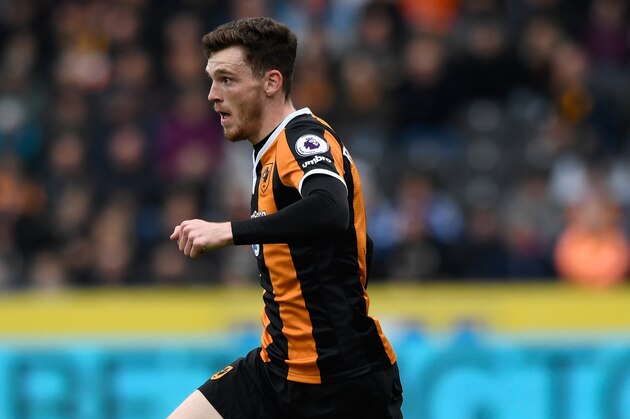 HULL, ENGLAND - MAY 06:  Hull player Andy Robertson in action during the Premier League match between Hull City and Sunderland at KCOM Stadium on May 6, 2017 in Hull, England.  (Photo by Stu Forster/Getty Images)