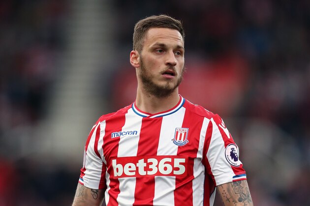 STOKE ON TRENT, ENGLAND - MAY 13: Marko Arnautovic of Stoke City during the Premier League match between Stoke City and Arsenal at Bet365 Stadium on May 13, 2017 in Stoke on Trent, England. (Photo by James Baylis - AMA/Getty Images)