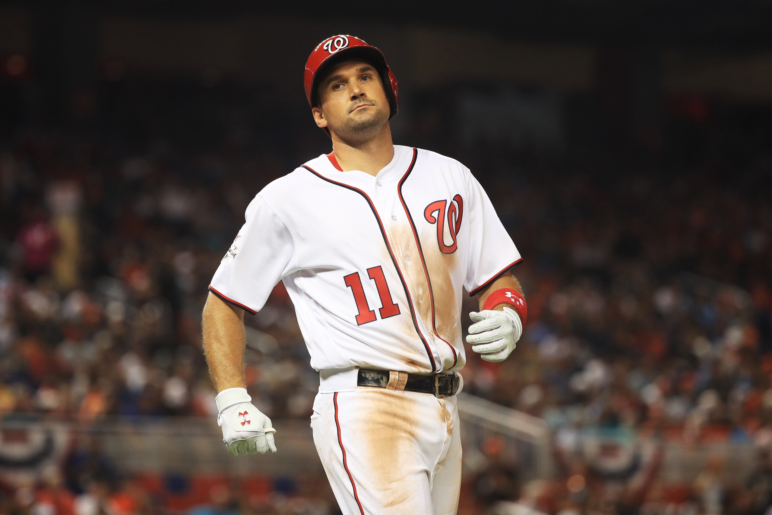 MIAMI, FL - JULY 11: Ryan Zimmerman #11 of the Washington Nationals and the National League reacts during the 88th MLB All-Star Game at Marlins Park on July 11, 2017 in Miami, Florida.  (Photo by Mike Ehrmann/Getty Images)