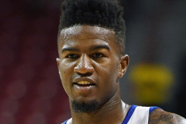 LAS VEGAS, NV - JULY 12:  Jordan Bell #2 of the Golden State Warriors smiles on the court during a 2017 Summer League game against the Minnesota Timberwolves at the Thomas & Mack Center on July 12, 2017 in Las Vegas, Nevada. Golden State won 77-69. NOTE TO USER: User expressly acknowledges and agrees that, by downloading and or using this photograph, User is consenting to the terms and conditions of the Getty Images License Agreement.  (Photo by Ethan Miller/Getty Images)