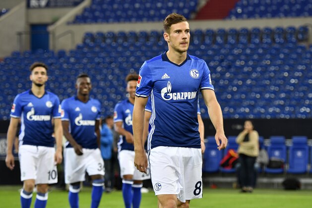 Schalke's  Leon Goretzka walks on the pitch during a team presentation of Bundesliga soccer club FC Schalke 04 for the new season at the Veltins-Arena in Gelsenkirchen, Germany, Wednesday, July 12, 2017. (AP Photo/Martin Meissner)