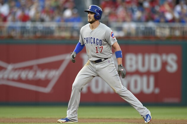 Chicago Cubs' Kris Bryant takes a lead during a baseball game against the Washington Nationals, Wednesday, June 28, 2017, in Washington. (AP Photo/Nick Wass)