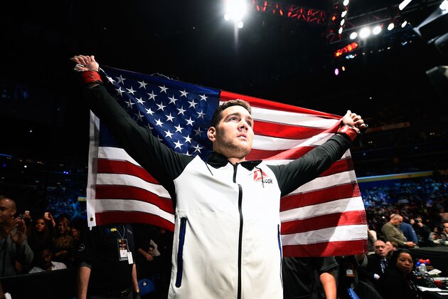 BUFFALO, NY - APRIL 08:  Chris Weidman prepares to enter the Octagon prior to facing Gegard Mousasi of the Netherlands in their middleweight bout during the UFC 210 event at the KeyBank Center on April 8, 2017 in Buffalo, New York. (Photo by Jeff Bottari/Zuffa LLC/Zuffa LLC via Getty Images)