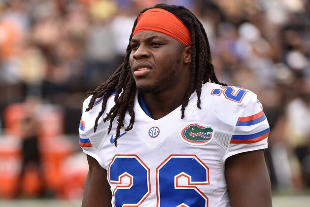 NASHVILLE, TN - OCTOBER 01:  Marcell Harris #26 of the Florida Gators watches from the sideline during a game against the Vanderbilt Commodores at Vanderbilt Stadium on October 1, 2016 in Nashville, Tennessee.  (Photo by Frederick Breedon/Getty Images)