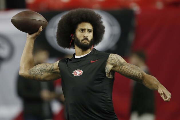 San Francisco 49ers quarterback Colin Kaepernick warms up before the first half of an NFL football game between the Atlanta Falcons and the San Francisco 49ers, Sunday, Dec. 18, 2016, in Atlanta. (AP Photo/John Bazemore)