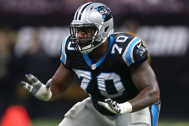 NEW ORLEANS, LA - OCTOBER 16:  Trai Turner #70 of the Carolina Panthers pass block during a game against the New Orleans Saints at the Mercedes-Benz Superdome on October 16, 2016 in New Orleans, Louisiana.  (Photo by Sean Gardner/Getty Images)