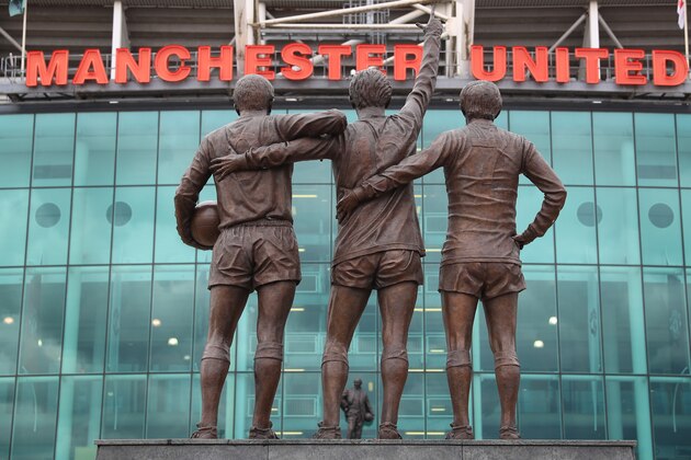 MANCHESTER, ENGLAND - MAY 21: Manchester United Trinity Statue is seen prior to the Premier League match between Manchester United and Crystal Palace at Old Trafford on May 21, 2017 in Manchester, England.  (Photo by Matthew Lewis/Getty Images)