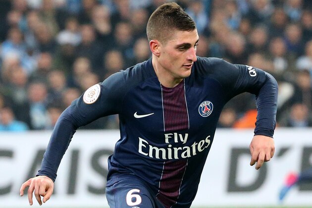 MARSEILLE, FRANCE - FEBRUARY 26: Marco Verratti of PSG in action during the French Ligue 1 match between Olympique de Marseille (OM) and Paris Saint Germain (PSG) at Stade Velodrome on February 26, 2017 in Marseille, France. (Photo by Jean Catuffe/Getty Images)