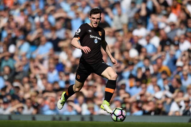 MANCHESTER, ENGLAND - APRIL 08:  Andrew Robertson of Hull in action during the Premier League match between Manchester City and Hull City at Etihad Stadium on April 8, 2017 in Manchester, England.  (Photo by Stu Forster/Getty Images)