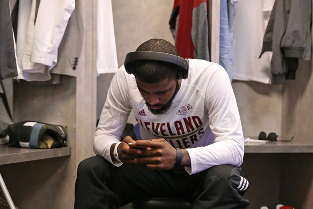 OAKLAND, CA - JUNE 1: Kyrie Irving #2 of the Cleveland Cavaliers gets ready before Game One of the 2017 NBA Finals against the Golden State Warriors on June 1, 2017 at Oracle Arena in Oakland, California. NOTE TO USER: User expressly acknowledges and agrees that, by downloading and or using this photograph, user is consenting to the terms and conditions of Getty Images License Agreement. Mandatory Copyright Notice: Copyright 2017 NBAE (Photo by Nathaniel S. Butler/NBAE via Getty Images) OAKLAND, CA - JUNE 1: Kyrie Irving #2 of the Cleveland Cavaliers gets ready before Game One of the 2017 NBA Finals against the Golden State Warriors on June 1, 2017 at Oracle Arena in Oakland, California. NOTE TO USER: User expressly acknowledges and agrees that, by downloading and or using this photograph, user is consenting to the terms and conditions of Getty Images License Agreement. Mandatory Copyright Notice: Copyright 2017 NBAE (Photo by Nathaniel S. Butler/NBAE via Getty Images)