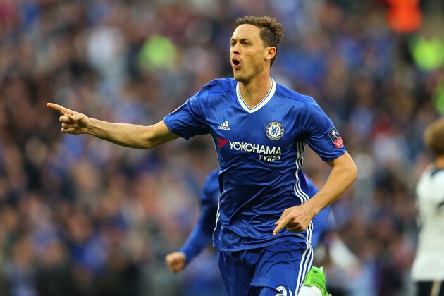 LONDON, ENGLAND - APRIL 22: Nemanja Matic of Chelsea celebrates after scoring to make it 4-2 during the Emirates FA Cup semi-final match between Tottenham Hotspur and Chelsea at Wembley Stadium on April 22, 2017 in London, England. (Photo by Catherine Ivill - AMA/Getty Images)