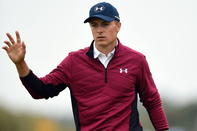 US golfer Jordan Spieth celebrates making an eagle on the 15th hole during his second round on day two of the Open Golf Championship at Royal Birkdale golf course near Southport in north west England on July 21, 2017. / AFP PHOTO / Andy BUCHANAN / RESTRICTED TO EDITORIAL USE        (Photo credit should read ANDY BUCHANAN/AFP/Getty Images)