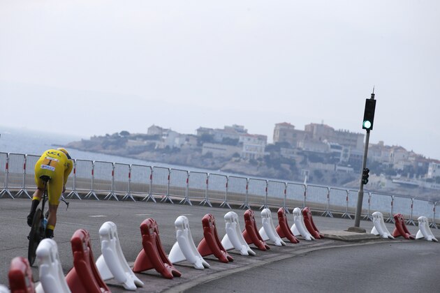 Britain's Chris Froome, wearing the overall leader's yellow jersey, competes in the twentieth stage of the Tour de France cycling race, an individual time trial over 22.5 kilometers (14 miles) with start and finish in Marseille, southern France, Saturday, July 22, 2017. (AP Photo/Peter Dejong) Britain's Chris Froome, wearing the overall leader's yellow jersey, competes in the twentieth stage of the Tour de France cycling race, an individual time trial over 22.5 kilometers (14 miles) with start and finish in Marseille, southern France, Saturday, July 22, 2017. (AP Photo/Peter Dejong)