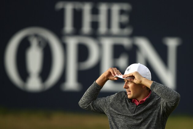 Jordan Spieth of the United States on the 18th green after the third round of the British Open Golf Championship, at Royal Birkdale, Southport, England, Saturday July 22, 2017. (AP Photo/Dave Thompson)