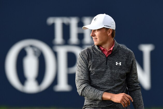 US golfer Jordan Spieth reacts on the 18th green after his third round on day three of the Open Golf Championship at Royal Birkdale golf course near Southport in north west England on July 22, 2017.
Jordan Spieth will take a three-shot lead into the final round of the British Open after shooting a bogey-free third round of 65 to go to 11 under par on Saturday at Royal Birkdale. / AFP PHOTO / Andy BUCHANAN / RESTRICTED TO EDITORIAL USE        (Photo credit should read ANDY BUCHANAN/AFP/Getty Images)