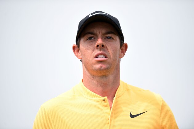 Northern Ireland's Rory McIlroy on the 9th tee during his final round on day four of the 2017 Open Golf Championship at Royal Birkdale golf course near Southport in north west England on July 23, 2017. / AFP PHOTO / Oli SCARFF / RESTRICTED TO EDITORIAL USE        (Photo credit should read OLI SCARFF/AFP/Getty Images)