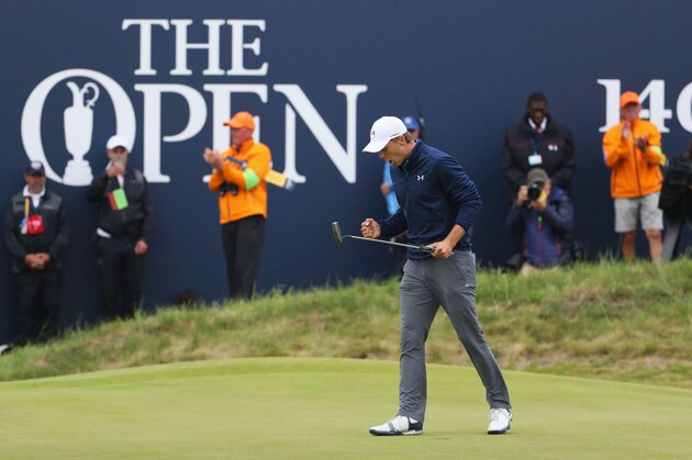 SOUTHPORT, ENGLAND - JULY 23:  Jordan Spieth of the United States celebrates victory after the winning putt on the 18th green during the final round of the 146th Open Championship at Royal Birkdale on July 23, 2017 in Southport, England.  (Photo by Christian Petersen/Getty Images)