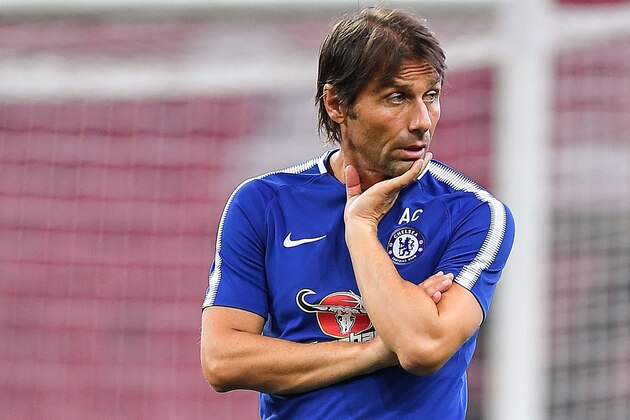 SINGAPORE - JULY 24: Chelsea FC team manager Antonio Conte looks during a Chelsea FC International Champions Cup training session at National Stadium on July 24, 2017 in Singapore.  (Photo by Thananuwat Srirasant/Getty Images  for ICC)