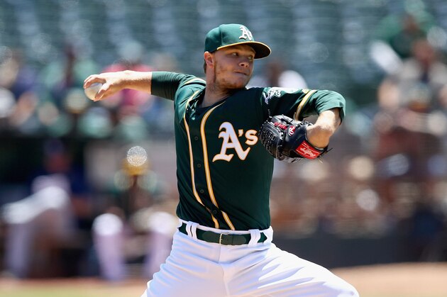 OAKLAND, CA - JULY 19:  Sonny Gray #54 of the Oakland Athletics pitches against the Tampa Bay Rays in the first inning at Oakland Alameda Coliseum on July 19, 2017 in Oakland, California.  (Photo by Ezra Shaw/Getty Images)