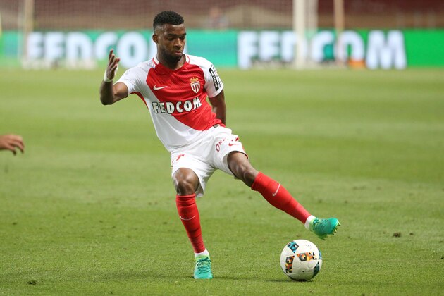 MONACO, MONACO - MAY 17: Thomas Lemar of Monaco in action during the French Ligue 1 match between AS Monaco and AS Saint-Etienne (ASSE) at Stade Louis II on May 17, 2017 in Monaco, Monaco. (Photo by Jean Catuffe/Getty Images)
