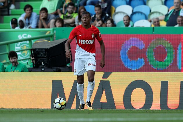 LISBON, PORTUGAL - JULY 22: Monaco forward Kylian Mbappe from France during the Friendly match between Sporting CP and AS Monaco at Estadio Jose Alvalade on July 22, 2017 in Lisbon, Portugal.  (Photo by Carlos Rodrigues/Getty Images)