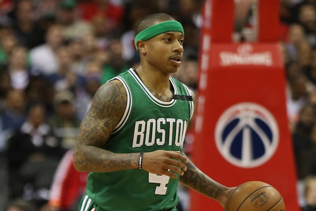 May 4, 2017; Washington, DC, USA; Boston Celtics guard Isaiah Thomas (4) dribbles the ball against the Washington Wizards in game three of the second round of the 2017 NBA Playoffs at Verizon Center. Mandatory Credit: Geoff Burke-USA TODAY Sports